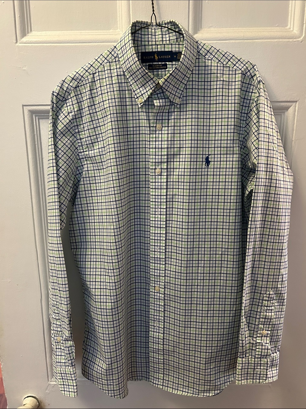 Ralph Lauren Men's Blue & Green Windowpane Button-Down Shirt